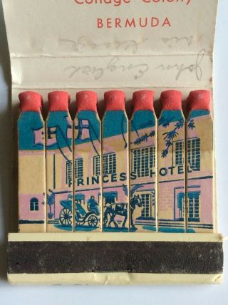 Vtg Feature Matchbook The Princess Hotel And Cottage Colony Bermuda