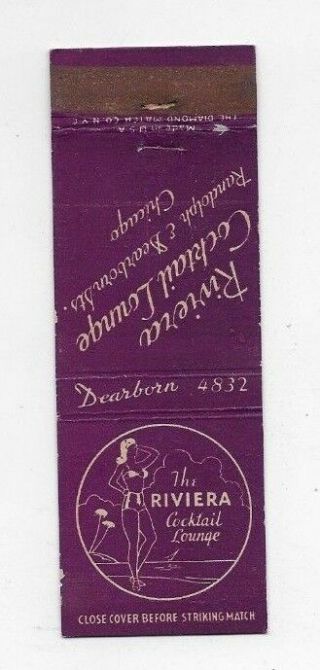 Vintage Matchbook Cover Riviera Cocktail Lounge Chicago Il Girlie S2518