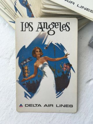 Vintage Playing Cards Deck Mid - Century Lady Woman LOS ANGELES Delta Air Lines 3