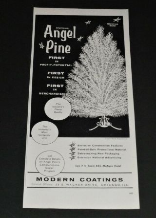 Vtg 1959 Angel Pine Metal Christmas Tree Print Ad