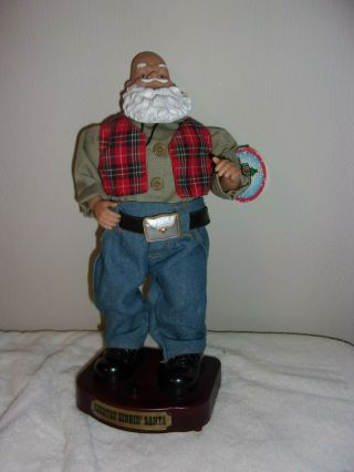 Country Singing Santa 13 Inches Tall Dances Christmas Decoration