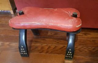 Vintage Aged Leather Camel Saddle/foot Stool/home Decor