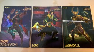 Thor,  Loki,  Heimdall Asgardian Marvel Contest Of Champions Dave & Busters Card