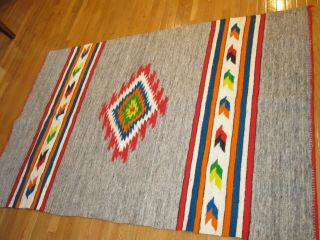 Vintage Mexican Serape Saltillo Wool Camp Blanket Rug 6110