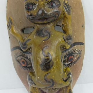Vintage Folk Art Mexican Ceremonial Mask Jungle Creature Hand Carved Wood Figure