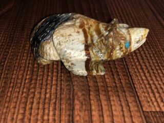 Zuni Carved Picasso Marble Badger Fetish Signed By Herb Halate