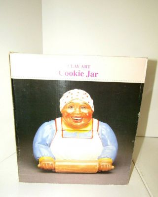 Cookie Jar mammy w/Rolling Pin Baking Time Clay Art Americana 1995 5