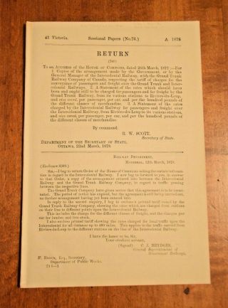 1867 1878 Intercolonial Railway Canadian Government Parliament Acts & Reports 3