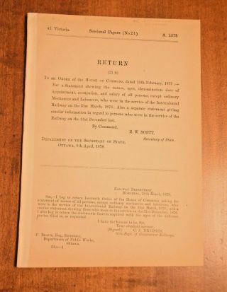 1867 1878 Intercolonial Railway Canadian Government Parliament Acts & Reports 5