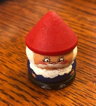 Thimble Wood Hand Painted Santa Gnome