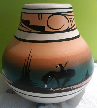Cedar Mesa Native American Handmade Pottery Horse Warrior Vase