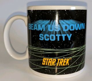 Star Trek Enterprise Crew Beam Us Down Scotty Coffee Mug Cup 1991 Kirk Spock