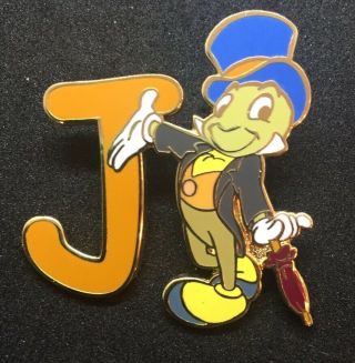 Disney Wdw Dlr Alphabet Series Letter J Jiminy Cricket Pinocchio Pin 7096