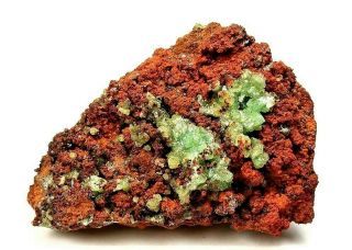 Minerals : Greenish Cuprian Adamite Crystals On Limonitic Matrix From Mexico