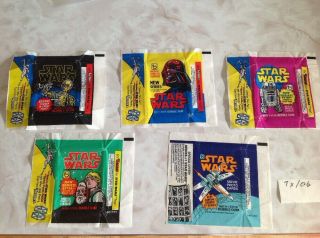 1977 Topps Star Wars Series 1,  2,  3,  4 & 5 Empty Wax Wrappers  Tx/06
