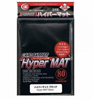 Kmc Black Hyper Mat Card Sleeves Barrier Standard Size 91x66mm 80pcs Japan