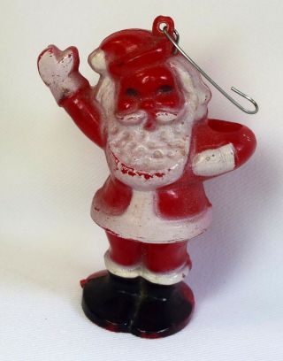 Vtg Celluloid Santa Claus Light Or Candle Holder Christmas Tree Ornament