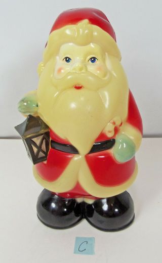 Vintage Hard Plastic Santa 7 1/2 " Lantern Candy Cane No Light Blow Mold C