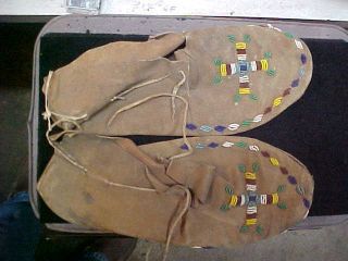 Antique Beaded Moccasins - Native American Indian Real Deal