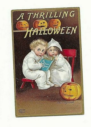 Artist Signed: Ellen Clapsaddle: " A Thriling Halloween " (printed In Germany)