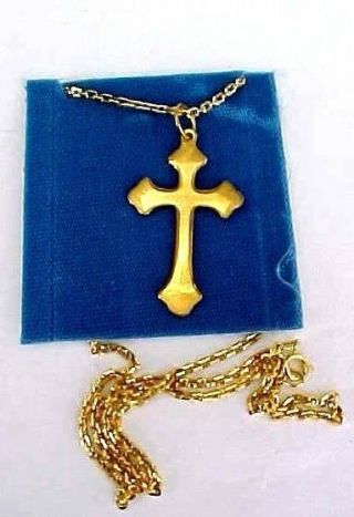 Vintage Catholic Religious Gold Tone 2 " Cross On 24 " Chain