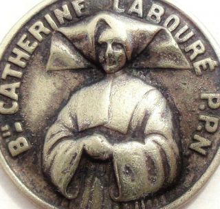 Saint Catherine Laboure & Apparition Of Holy Virgin - Rare Antique Medal Pendant