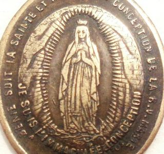 1883 Silver Wedding Apparition Our Lady Of Lourdes - Rare Antique Medal Pendant