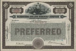 Stk Seaboard Air Line Ry 100 Share Preferred 1929 Brown See Information