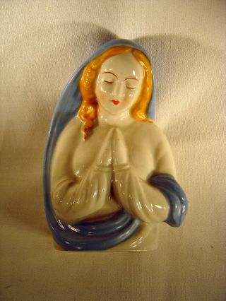 Vintage Madonna Virgin Mary Blessed Mother Statue Planter Made in Japan 2