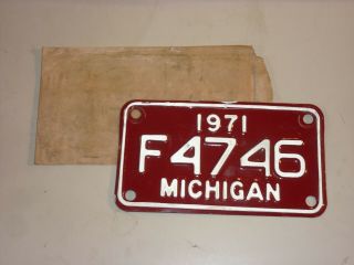 1971 Michigan Motorcycle License Plate F4746