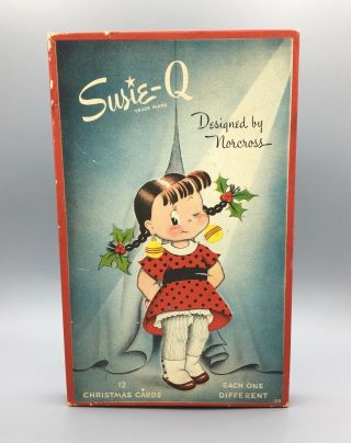 Vintage Susie - Q Greeting Cards Empty Box Norcross Christmas
