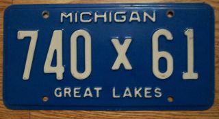 Single Michigan License Plate - 740 X 61 - Great Lakes