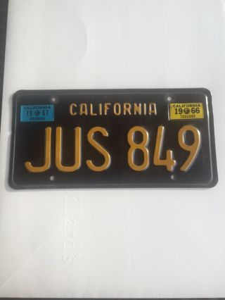 California Black & Yellow License Plate 1963 Ca Vintage