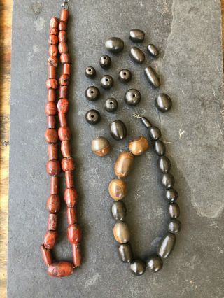 Two Prehistoric Native American Pre - Columbian Stone Bead Necklaces