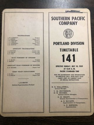Southern Pacific Co Railroads Portland Div Employee Timetables 140 May 10 1949