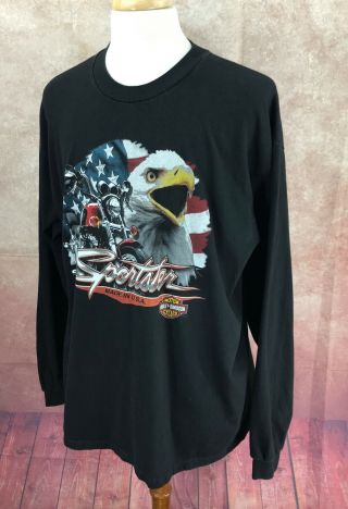 Harley Davidson Sportster Assembly Plant Eagle Usa Flag Black T - Shirt Men 