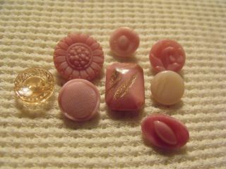 Pretty In Pink Vintage Glass Buttons