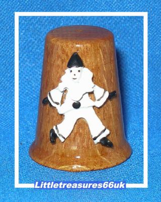 Turned Wood With Pierrot Thimble. .