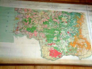 Vintage 1936 Washington State Sw Dept.  Of Agriculture Forest Services Wall Map