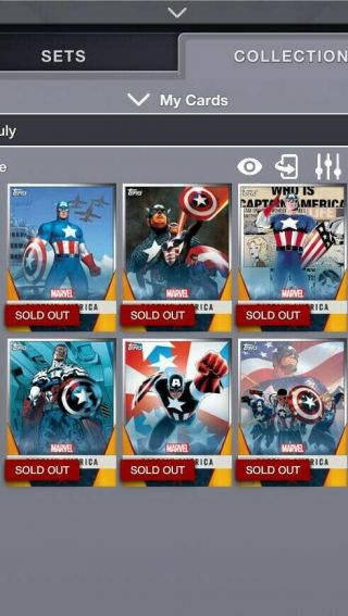 Topps Marvel Collect Complete Captain America 4th Of July Set.  Digital Cards