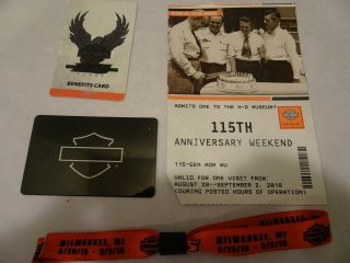 Harley Davidson Set 115th Anniversary Museum Ticket Cards Orange Bracelet Band