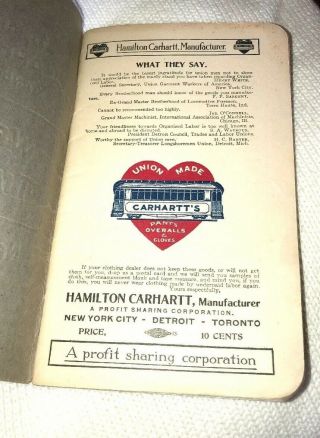 C.  1900 Carhartt Clothing Co.  Advertising " Railroad Time Book ",  Vtg Workwear
