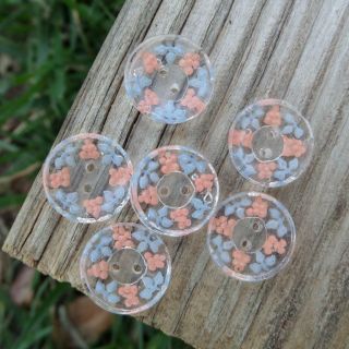 Lovely Vintage Reverse Painted Floral Flower Garland Glass Sew Through Buttons