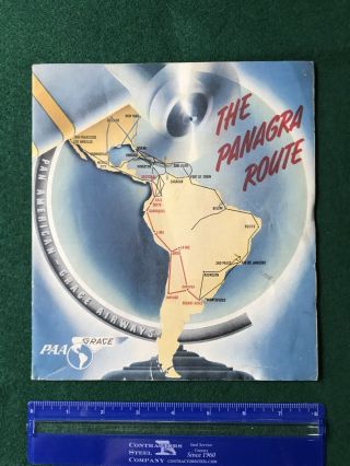 Pan American Grace Airlines 1930’s - 40’s Panagra Route Dc - 3 S.  America Brochure