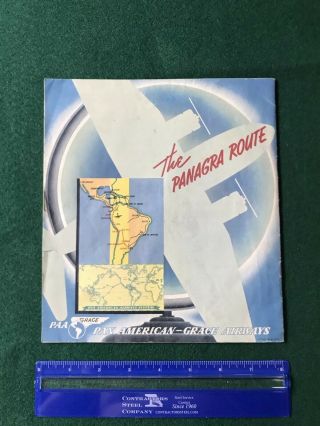 Pan American Grace Airlines 1930’s - 40’s Panagra Route DC - 3 S.  America Brochure 2