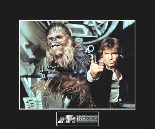 Star Wars 1977 Han Solo & Chewbacca Anh 8 " X10 " Photo - 11 " X14 " Black Matted