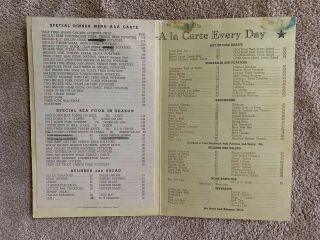 ANTIQUE MENU FROM THE RAINBOW SEAFOOD CAFE IN LITTLE ROCK AR - VERY OLD PIECE 2