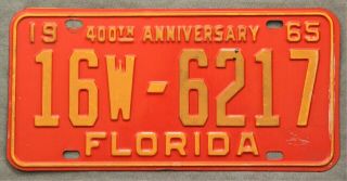 Florida 1965.  License Plate.