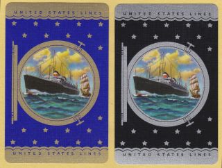 2 Single Vintage Swap/playing Cards United States Lines Shipping/steamships Gold