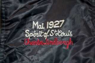 Vintage Spirit Of St.  Louis Charles Lindbergh Mai 1927 Black Bomber Jacket 3